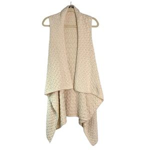 Cream Cable Knit Open-Front Draped Women's Sweater Vest